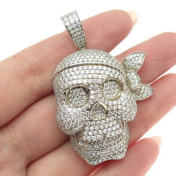 OLIVIA ICE 925 Sterling Silver Real Round-Cut Moissanite Pirate